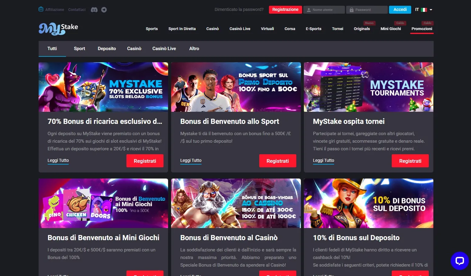 Bonus Scommesse di MyStake Bet