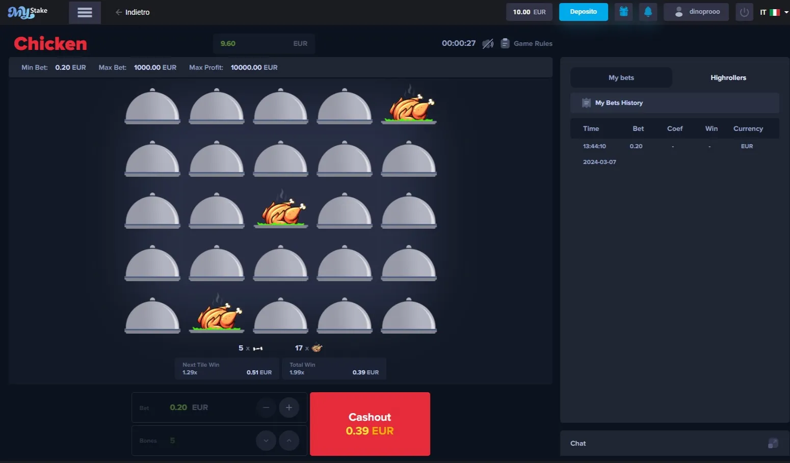 Come Giocare a MyStake Chicken con Soldi Veri